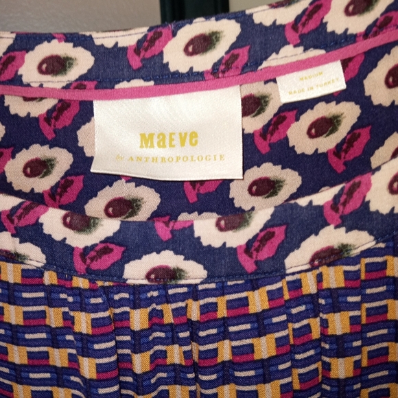 Maeve Anthropologie Cheyenne Mixed Print Peplum Pullover Top Purple Size Medium - Picture 11 of 13